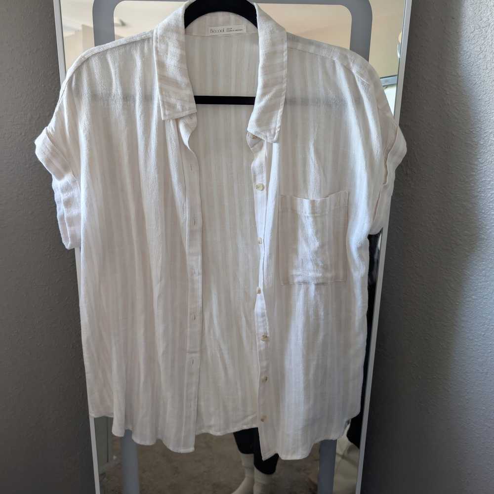 Knox Rose Cream Striped Casual Shirt